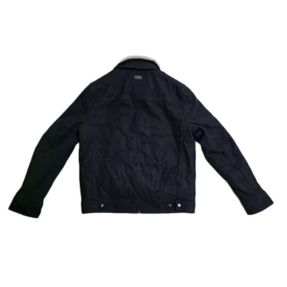 Calvin Klein Wool Bomber Jacket Coat Trucker Lined Harrington Basic Zip Black - Picture 9 of 13